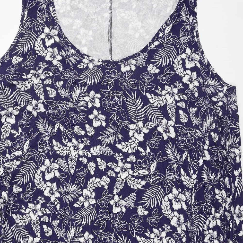 Yours Womens Blue Floral Jersey Tank Dress  Size 30