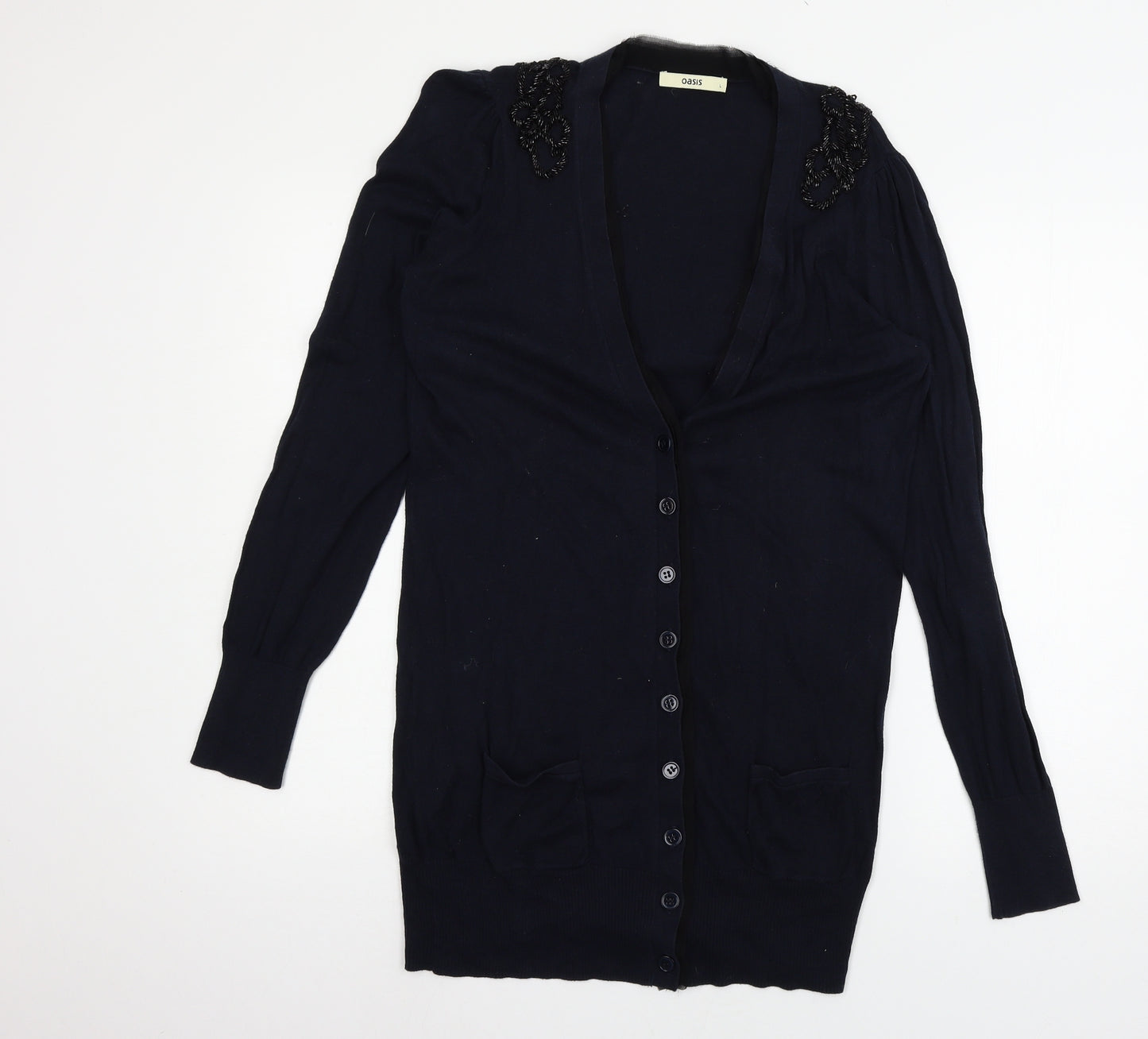 Oasis Womens Blue  Knit Cardigan Jumper Size L