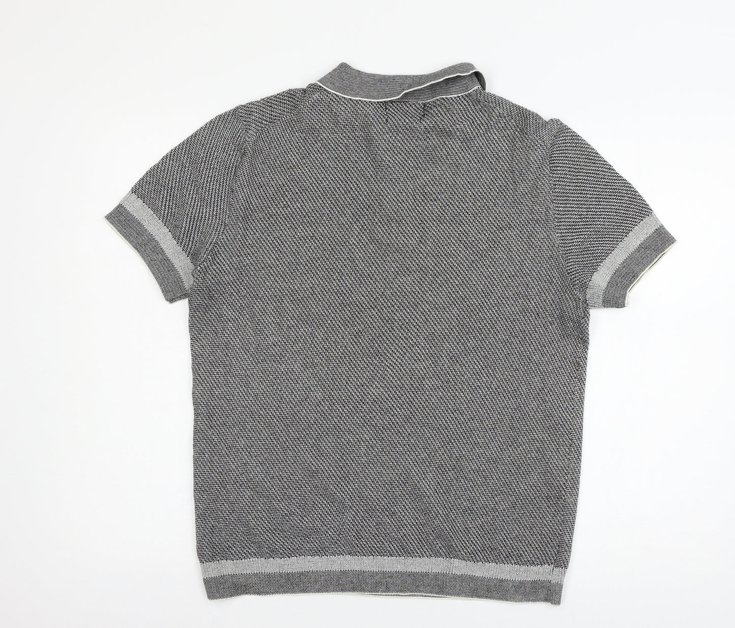 Zara Mens Grey  Knit  Polo Size M