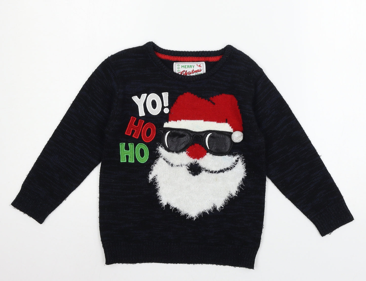 Rebel Boys Blue  Knit Pullover Jumper Size 5-6 Years  - Santa