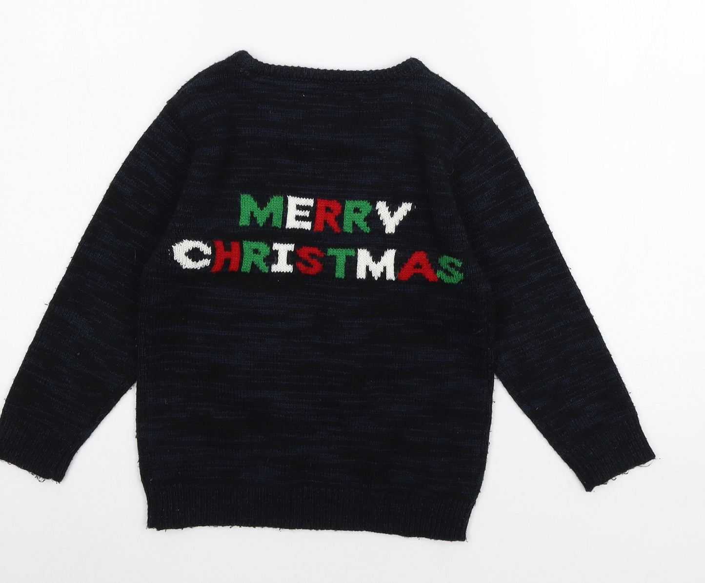 Rebel Boys Blue  Knit Pullover Jumper Size 5-6 Years  - Santa