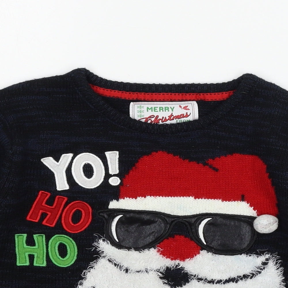 Rebel Boys Blue  Knit Pullover Jumper Size 5-6 Years  - Santa