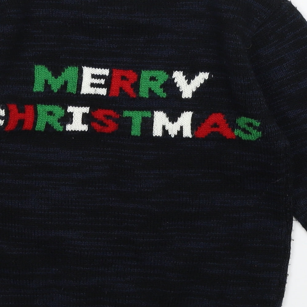 Rebel Boys Blue  Knit Pullover Jumper Size 5-6 Years  - Santa