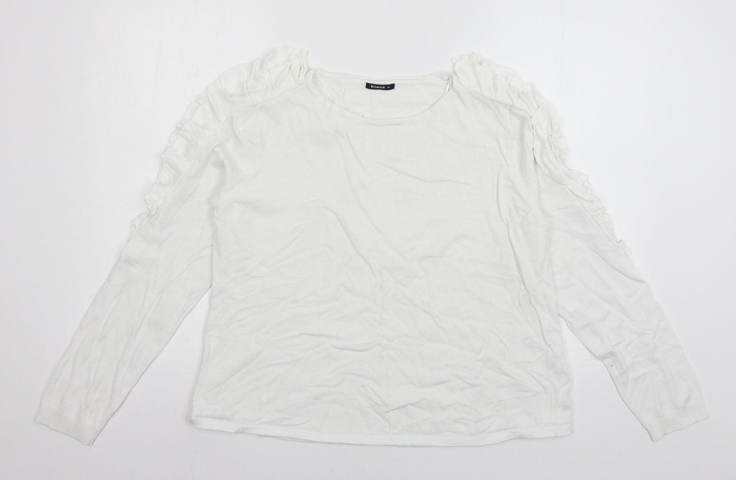 Roman Womens White  Knit Pullover Jumper Size 18