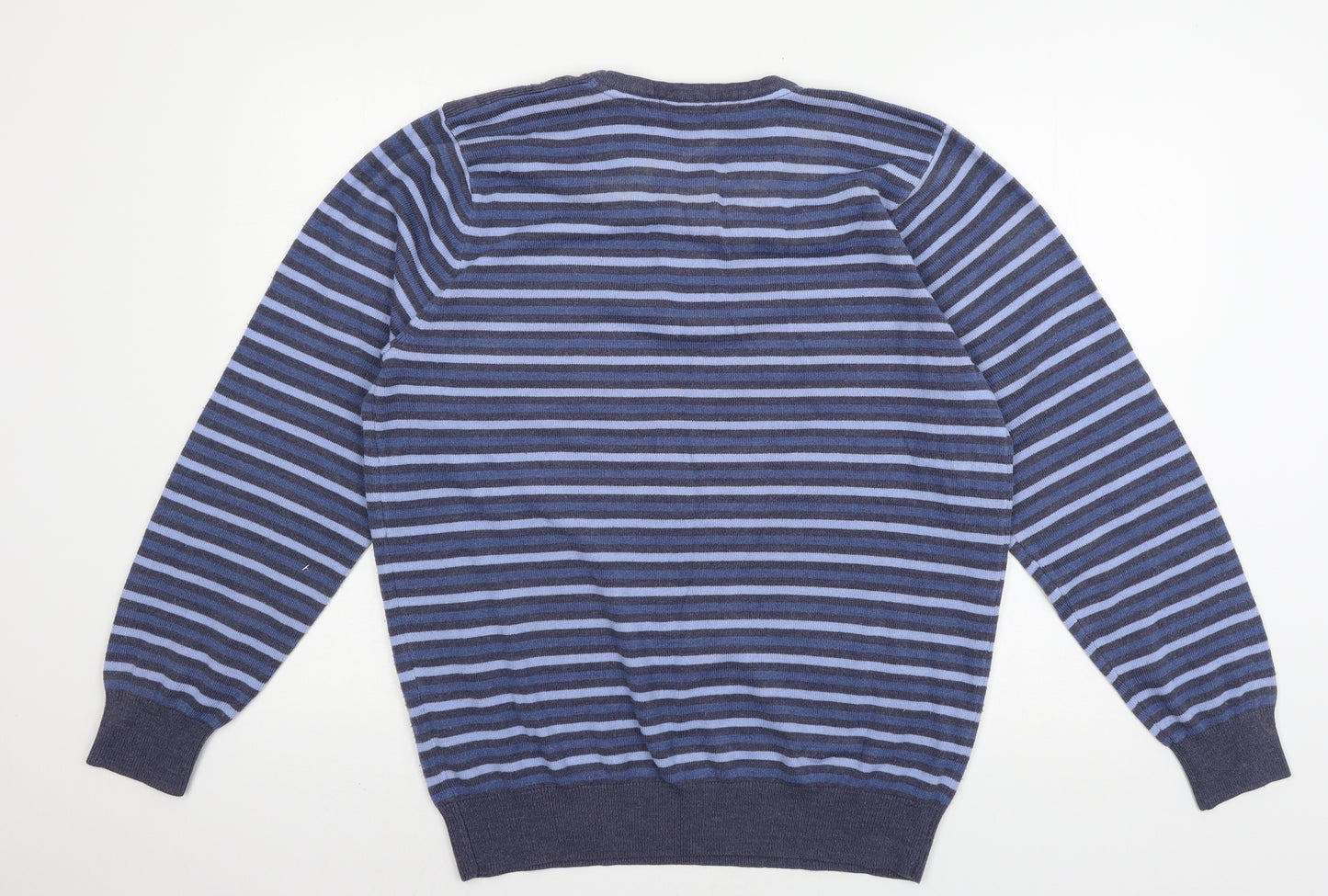 George Mens Blue Striped Knit Pullover Jumper Size L