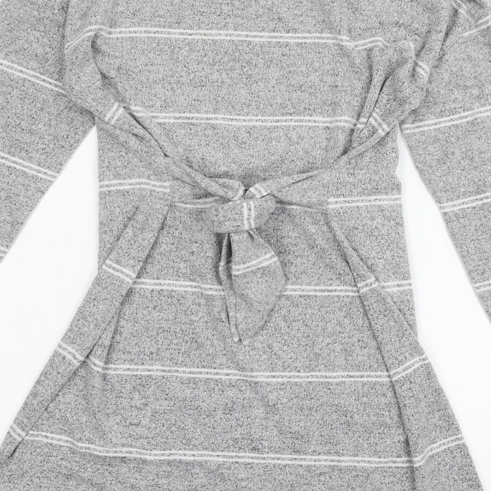 F&F Womens Grey Striped Jersey Jumper Dress  Size 14