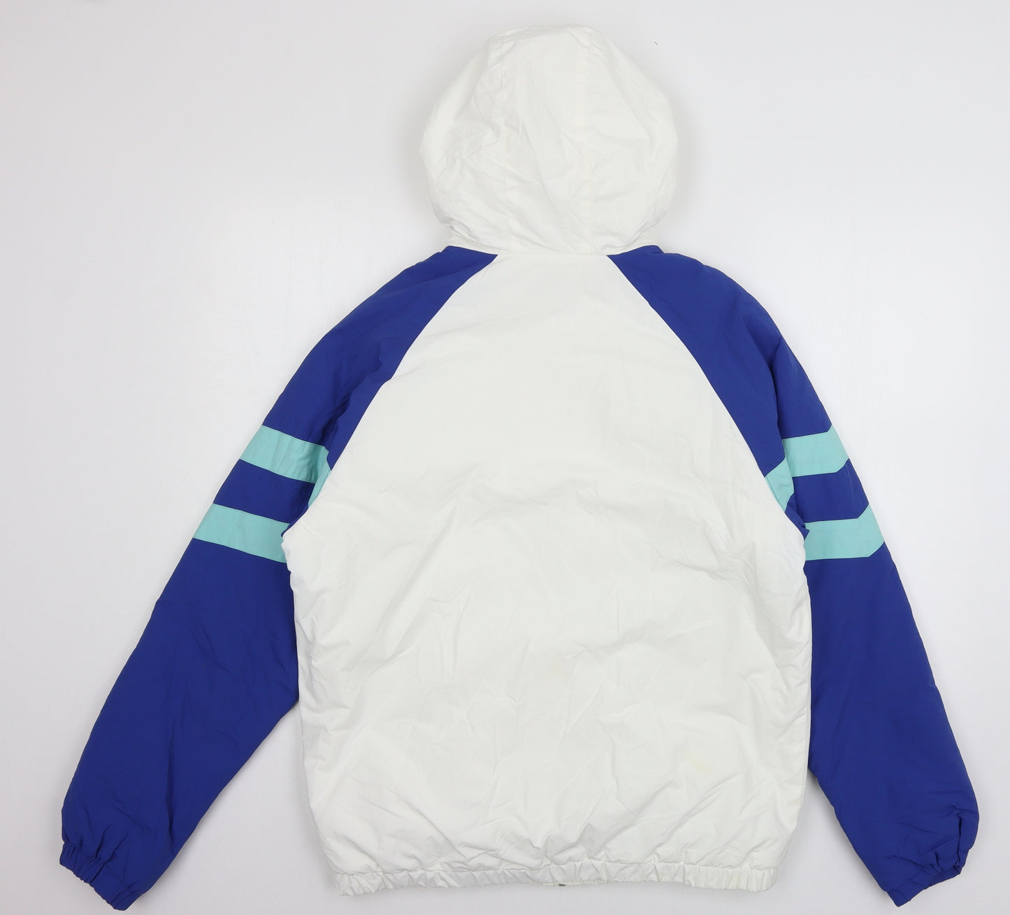 Priamrk Mens White Striped  Puffer Jacket Jacket Size XS