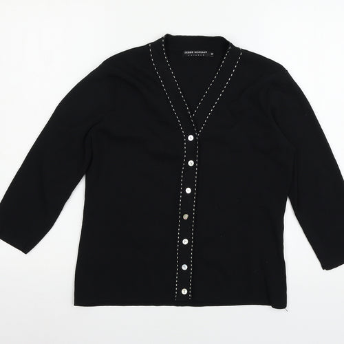 Debbie Morgan Womens Black  Knit Cardigan Jumper Size M