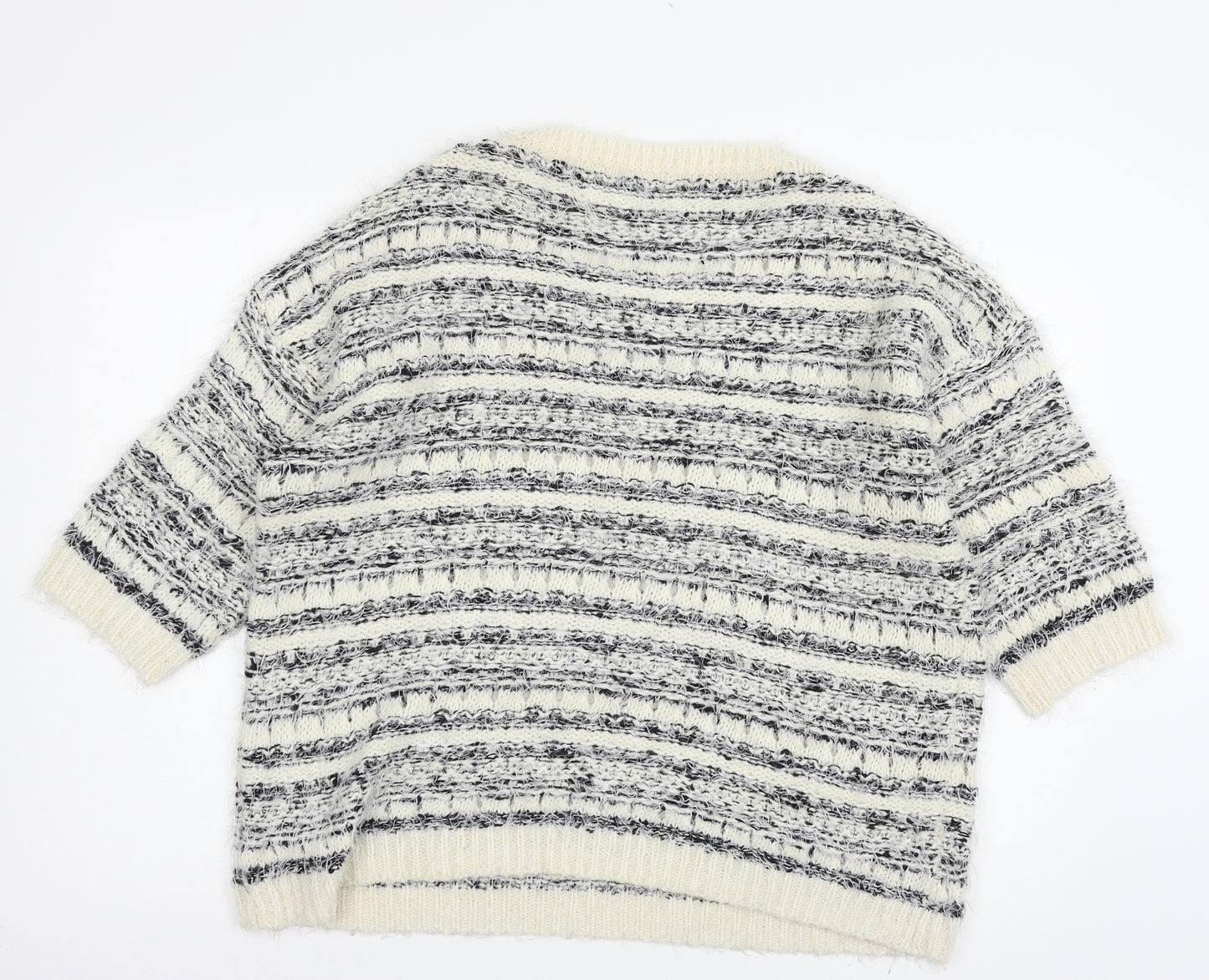 F&F Womens White Striped Knit Pullover Jumper Size 22