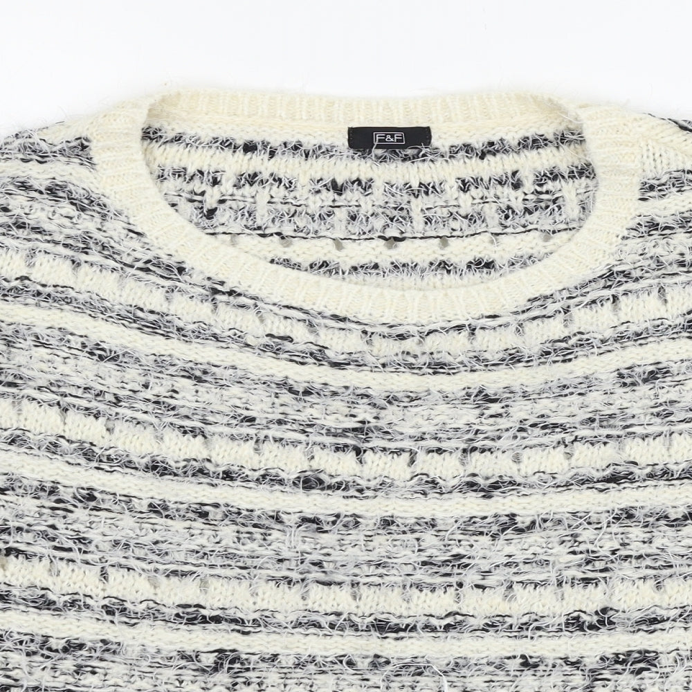F&F Womens White Striped Knit Pullover Jumper Size 22