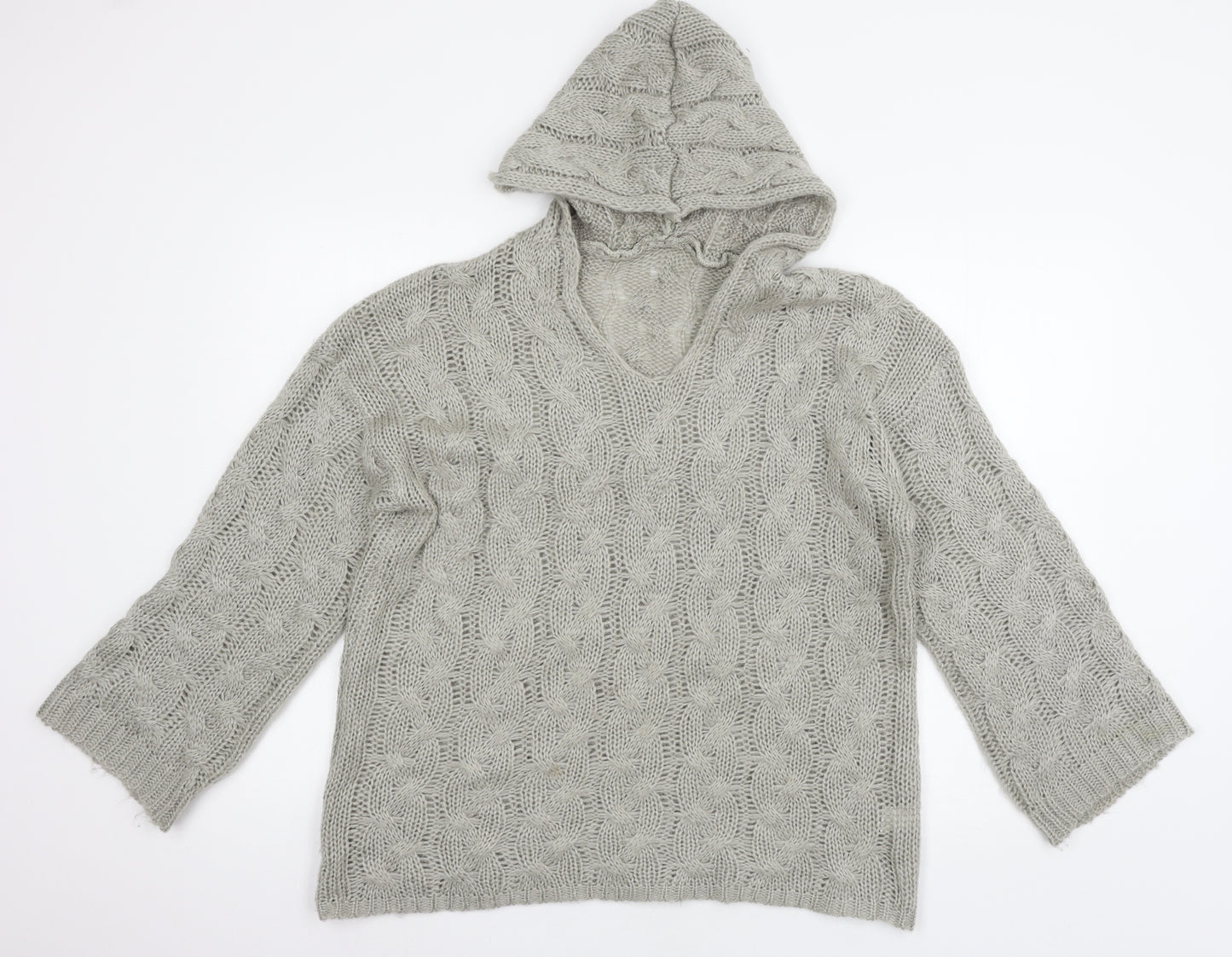Preworn Womens Grey  Knit Pullover Hoodie Size L