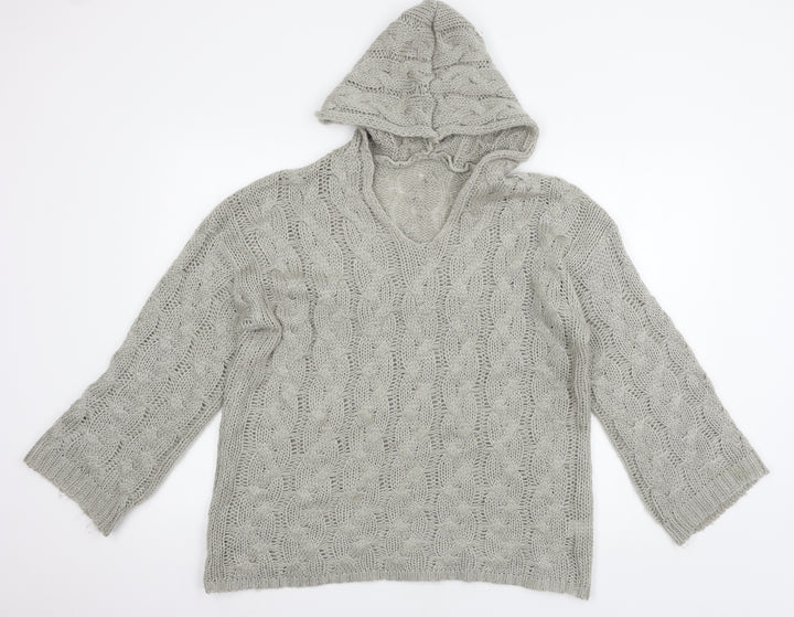 Preworn Womens Grey  Knit Pullover Hoodie Size L