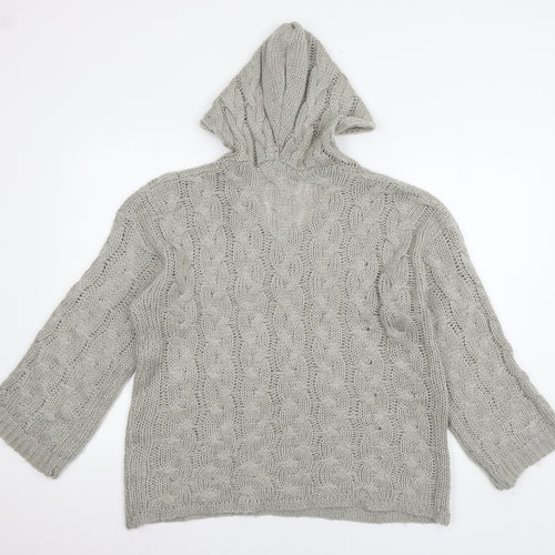 Preworn Womens Grey  Knit Pullover Hoodie Size L