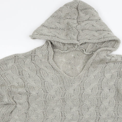 Preworn Womens Grey  Knit Pullover Hoodie Size L