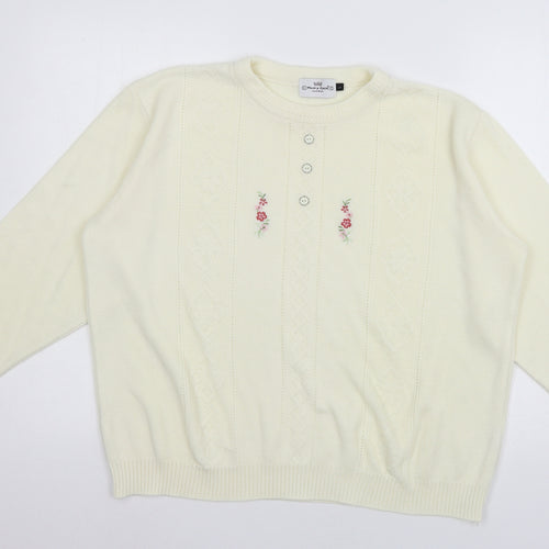 Merry Gold Womens Ivory  Knit Pullover Jumper Size L