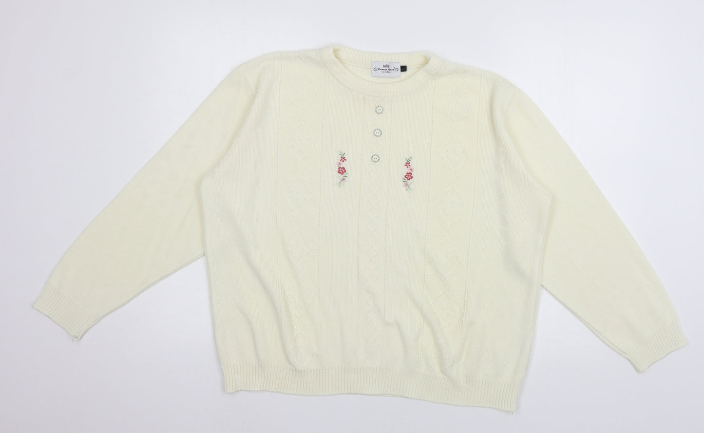 Merry Gold Womens Ivory  Knit Pullover Jumper Size L