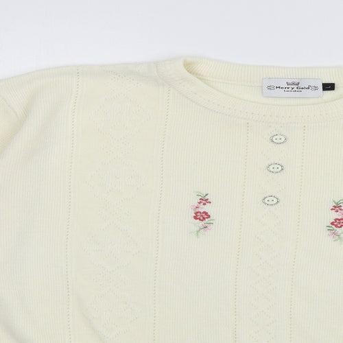 Merry Gold Womens Ivory  Knit Pullover Jumper Size L