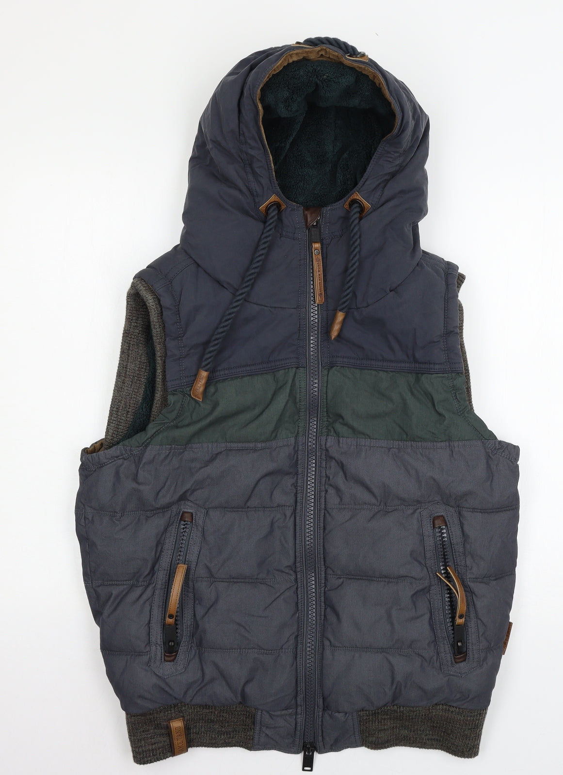 Naketano Mens Blue Striped  Gilet Jacket Size M