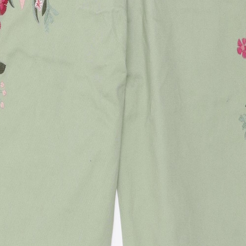 F&F Womens Green Floral Denim Skinny Jeans Size 12 L27 in
