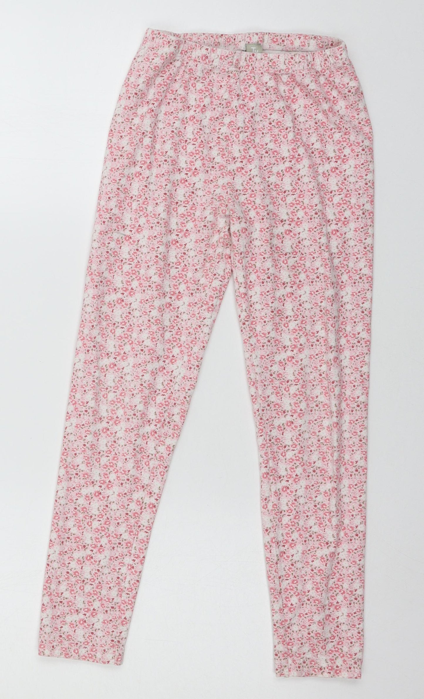 TU Girls Pink Floral Jersey Jogger Trousers Size 11 Years - Leggings