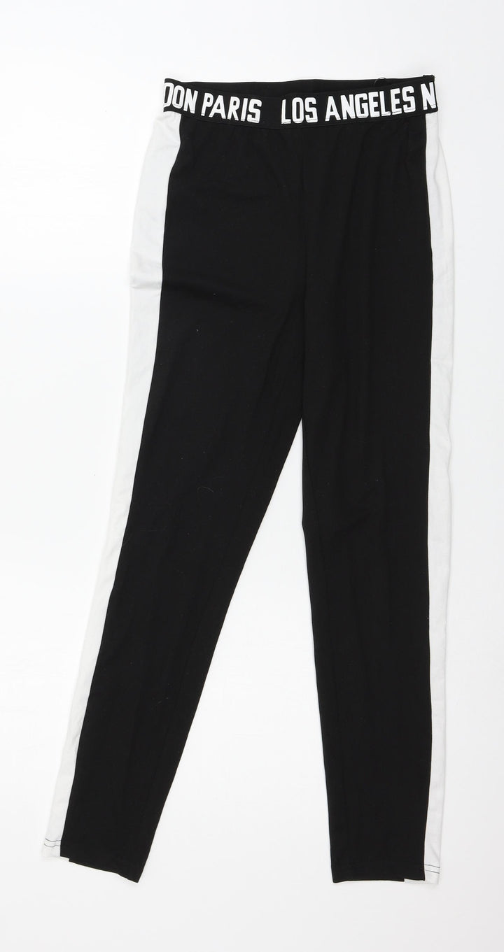 SheIn Womens Black Striped Jersey Capri Leggings Size S L26 in