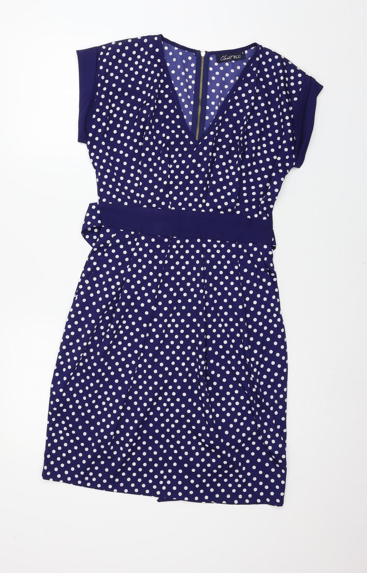 Closet Blue Womens Blue Polka Dot  Shift  Size 8