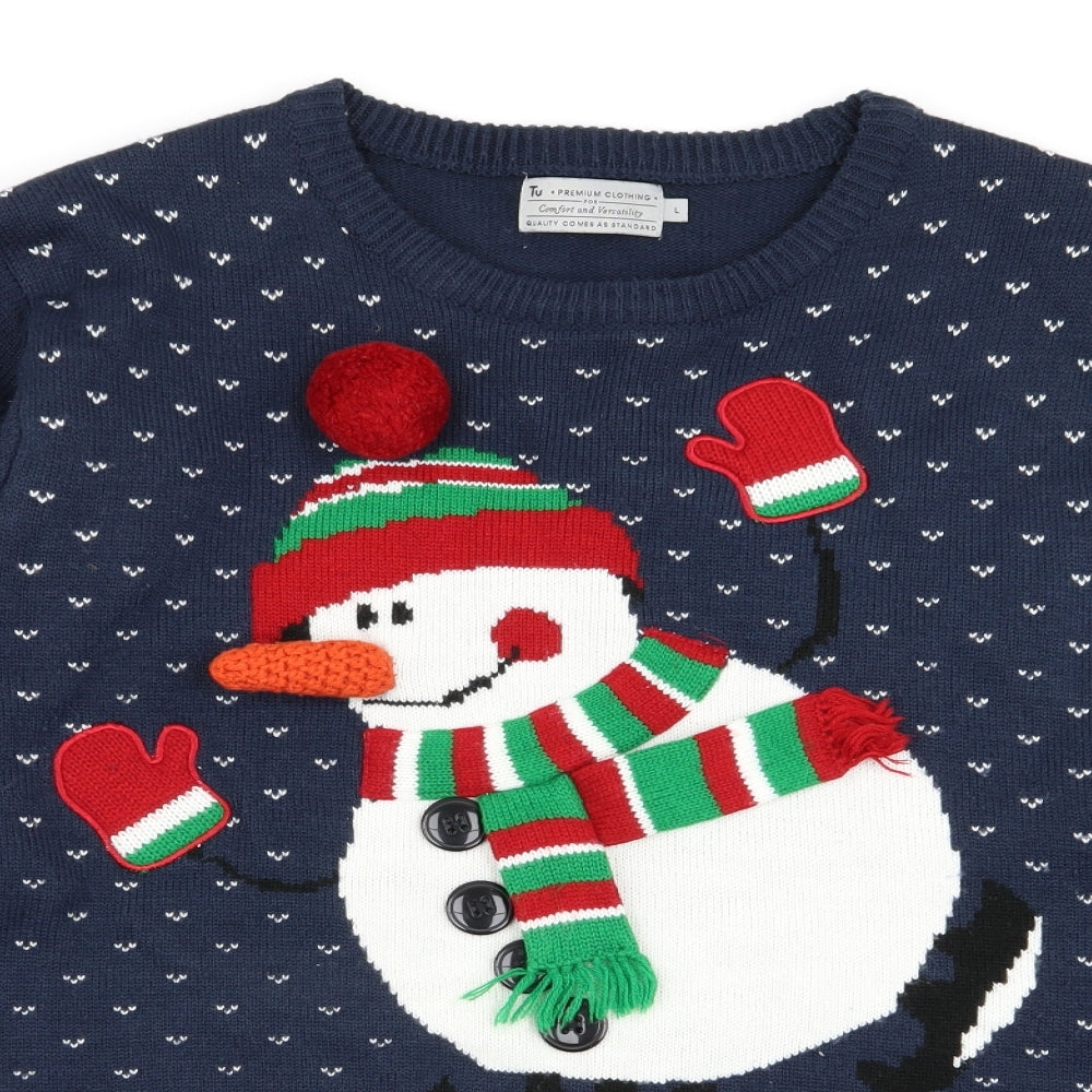 TU Mens Blue Polka Dot  Pullover Jumper Size L  - CHRISMTAS