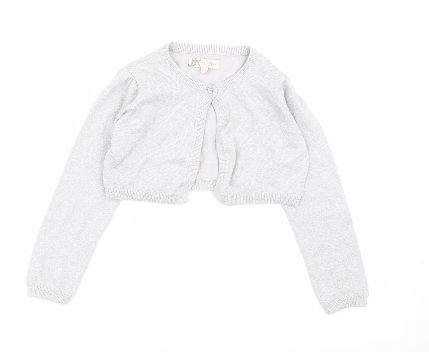 BHS Girls Silver   Cardigan Jumper Size 5-6 Years