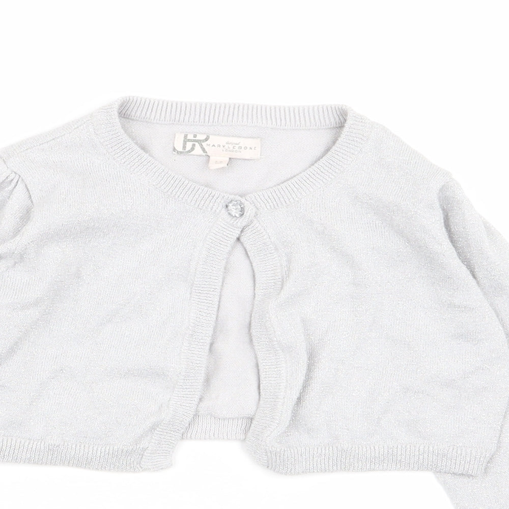 BHS Girls Silver   Cardigan Jumper Size 5-6 Years