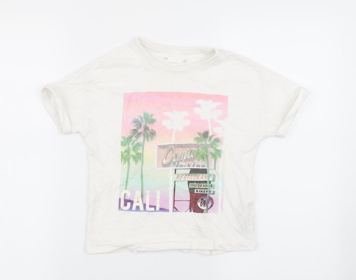 M&S Girls White Basic T-Shirt Size 7-8 Years