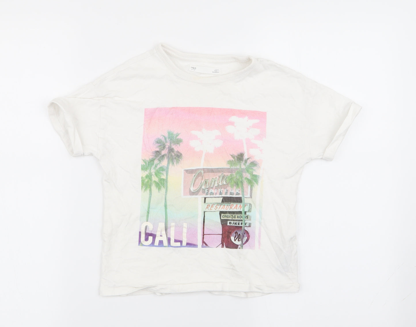 M&S Girls White   Basic T-Shirt Size 7-8 Years
