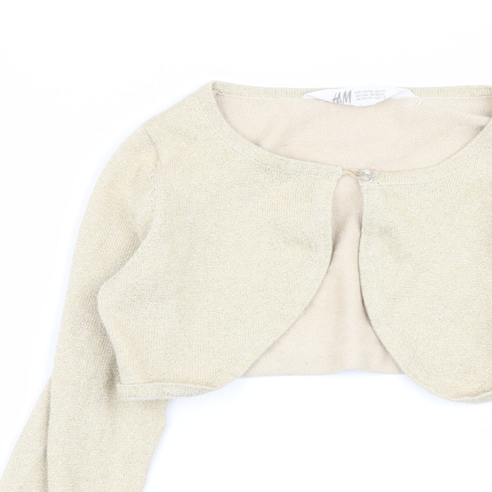 H&M Girls Gold   Cardigan Jumper Size 8-9 Years
