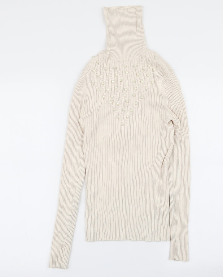 River Island Womens Beige Pullover Jumper Size 8