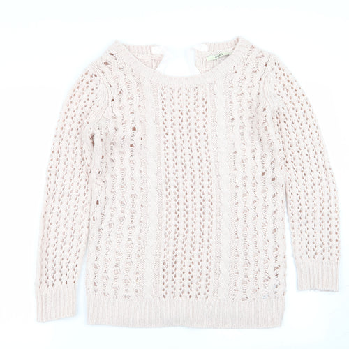 Oasis Womens Pink Geometric  Pullover Jumper Size XS