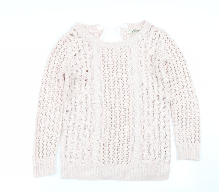 Oasis Womens Pink Geometric Pullover Jumper Size XS