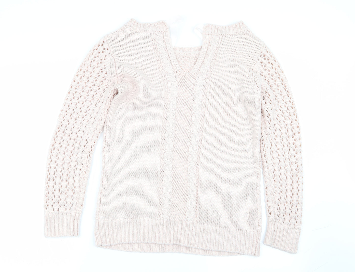 Oasis Womens Pink Geometric  Pullover Jumper Size XS