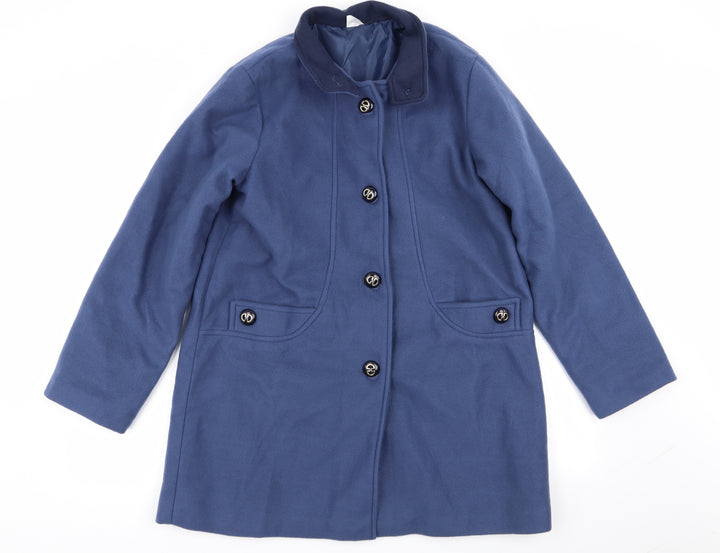 Gabriella Vicenga Womens Blue Overcoat Coat Size 14