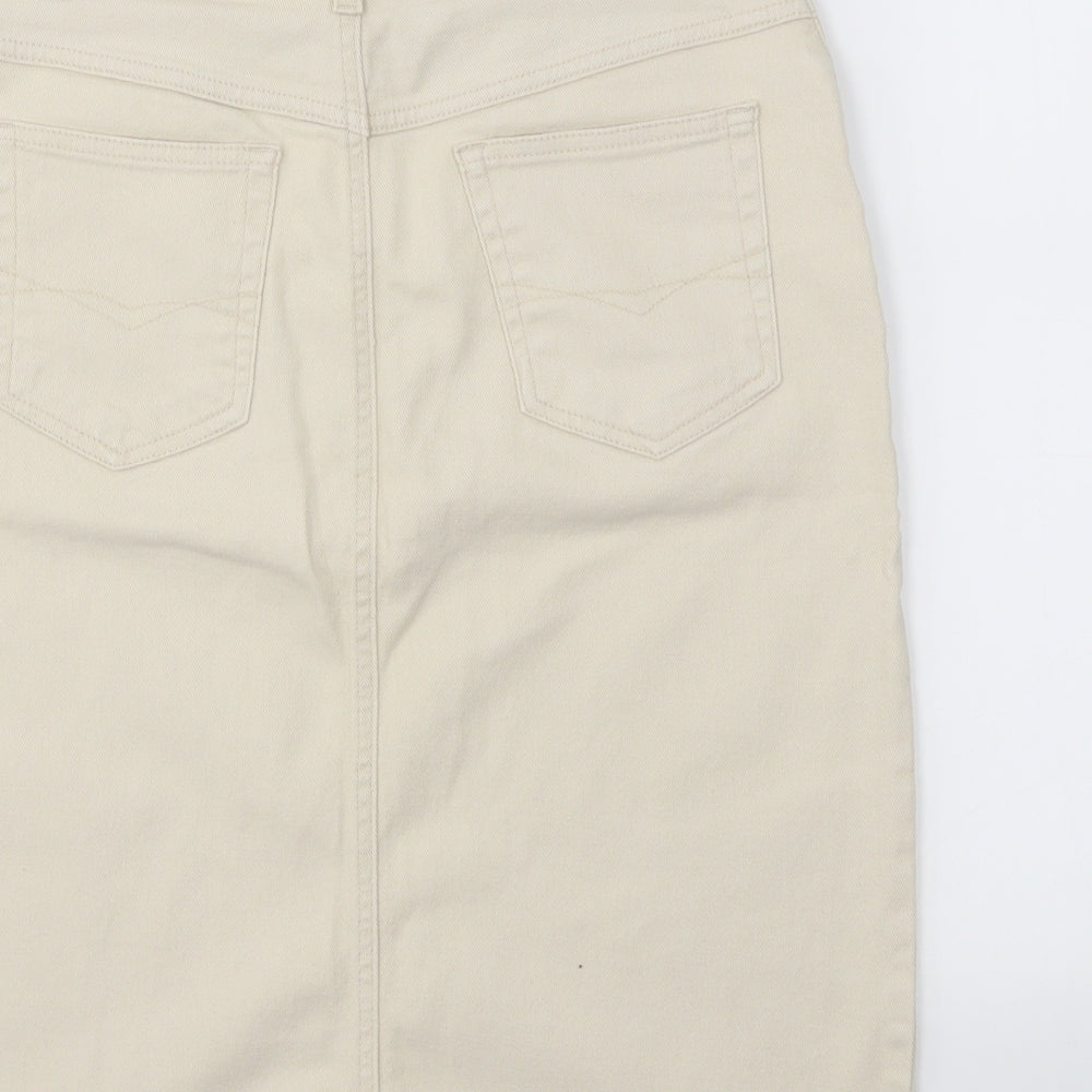 M&S Womens Beige   A-Line Skirt Size 12
