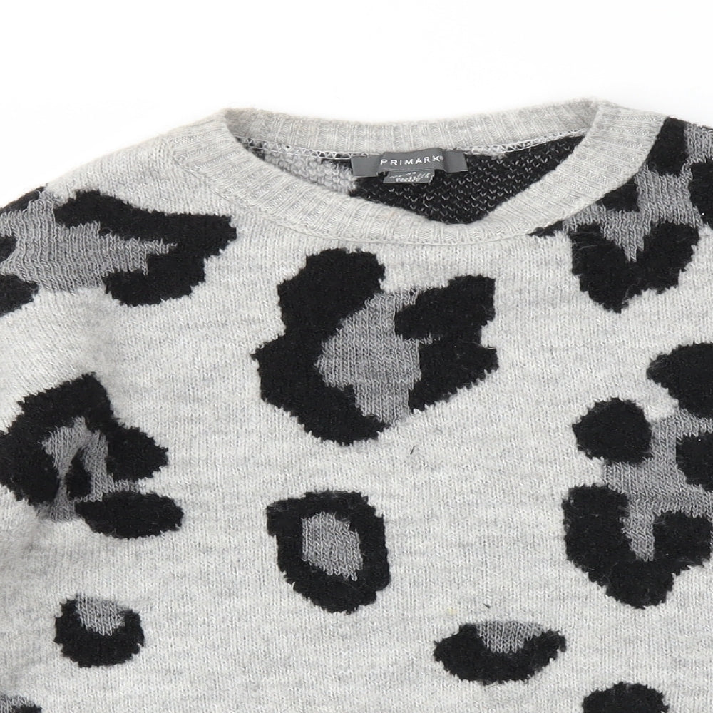 Primark Womens Grey Animal Print  Pullover Jumper Size XS