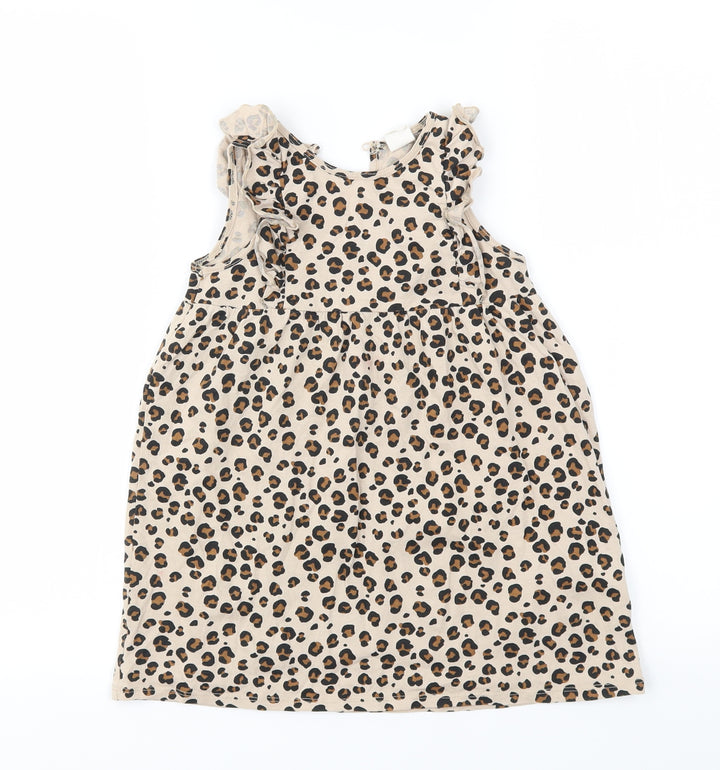 H&M Girls Brown Animal Print  Fit & Flare  Size 3-4 Years