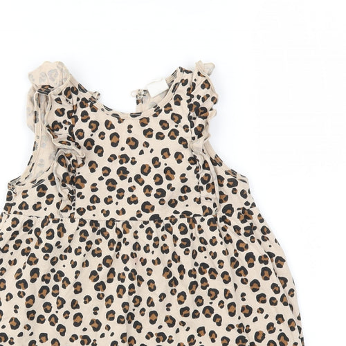 H&M Girls Brown Animal Print  Fit & Flare  Size 3-4 Years