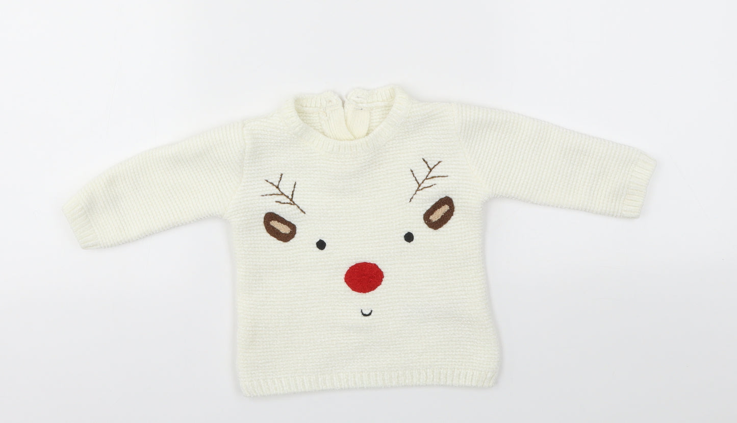 George Girls Ivory Animal Print  Pullover Jumper Size 3-6 Months