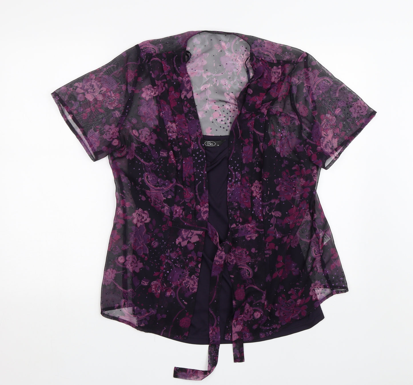 BM Womens Purple Floral  Kimono Tank Size 16