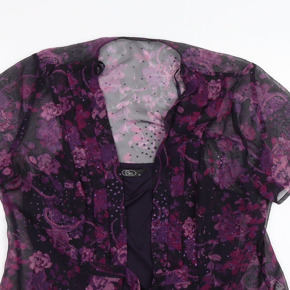 BM Womens Purple Floral  Kimono Tank Size 16