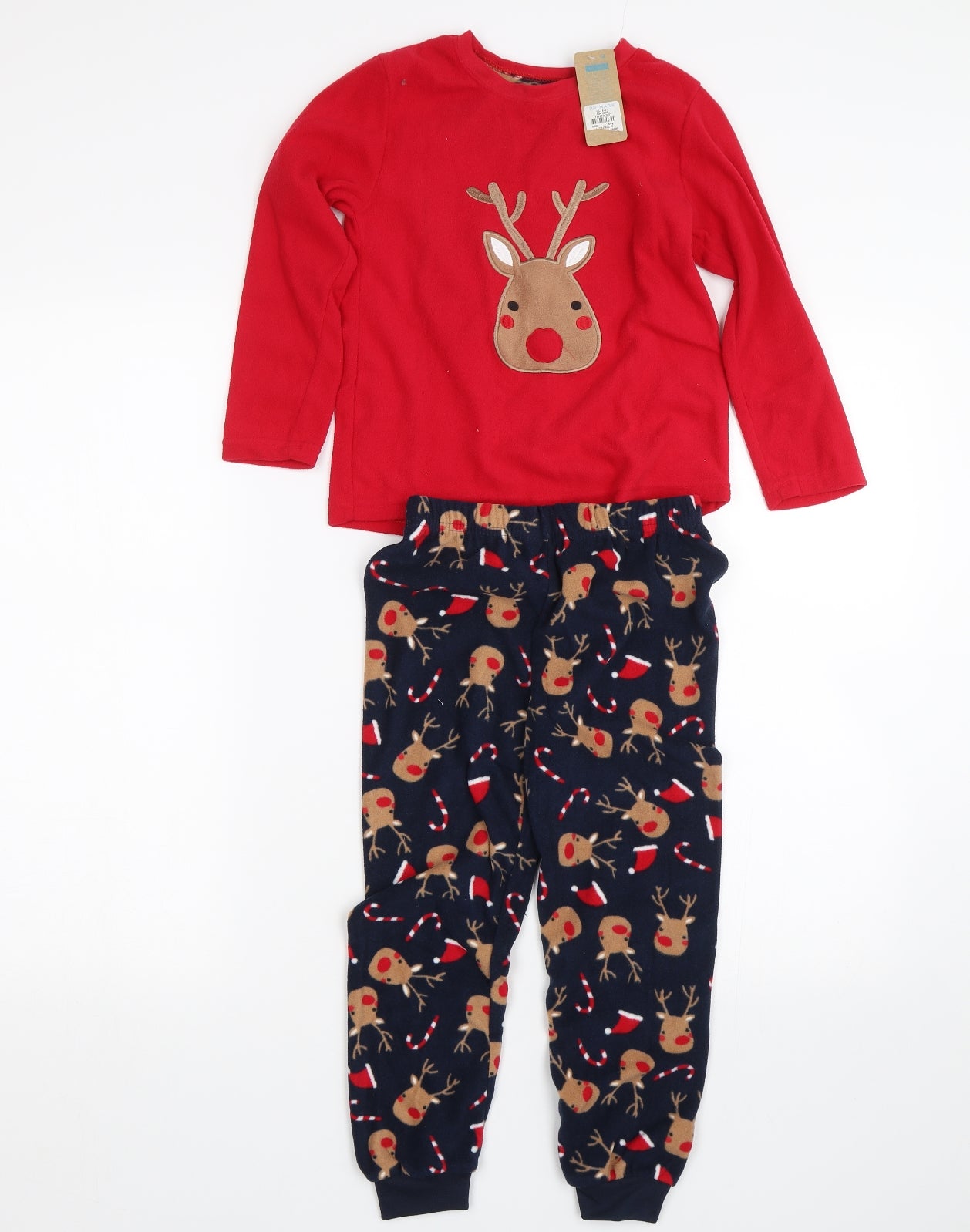 Primark Boys Red    Pyjama Set Size 5-6 Years  - Christmas