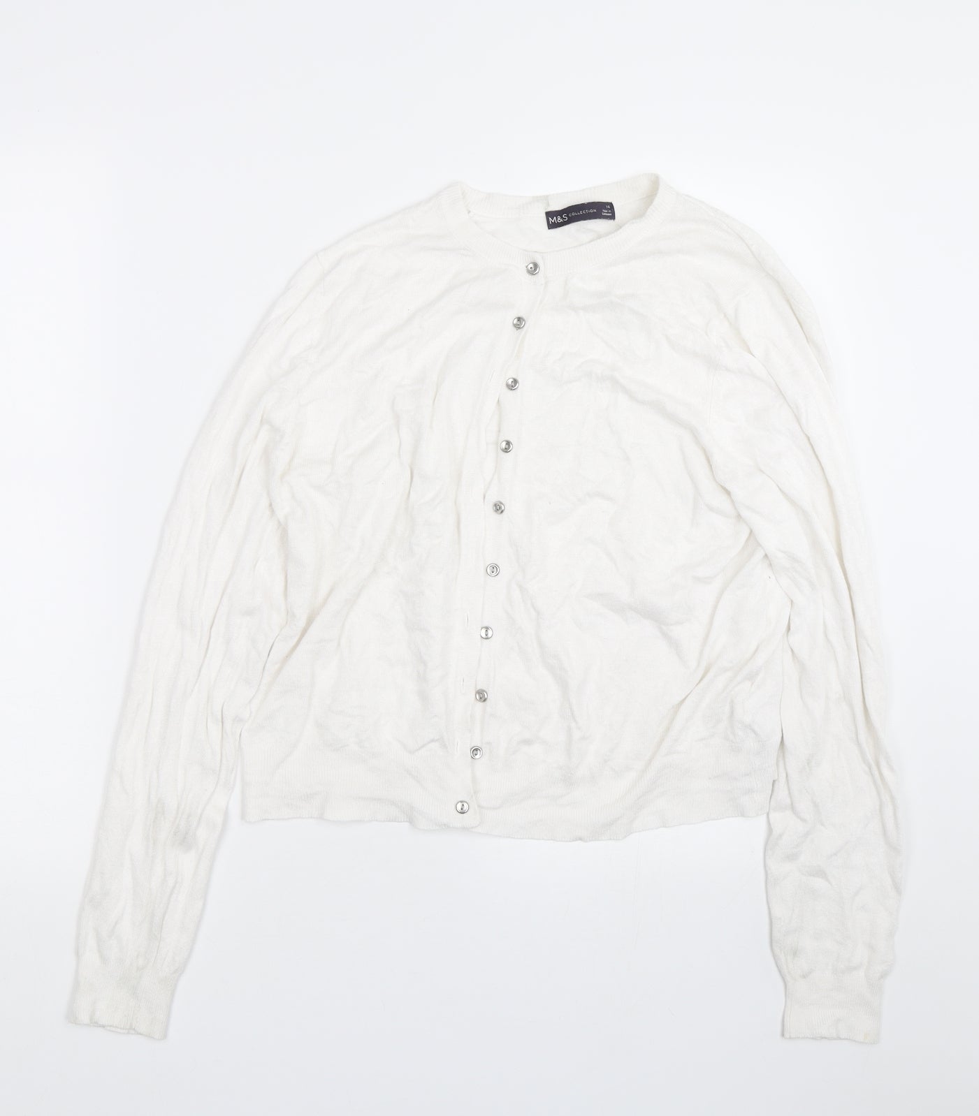 M&S Womens White   Cardigan Jumper Size 16