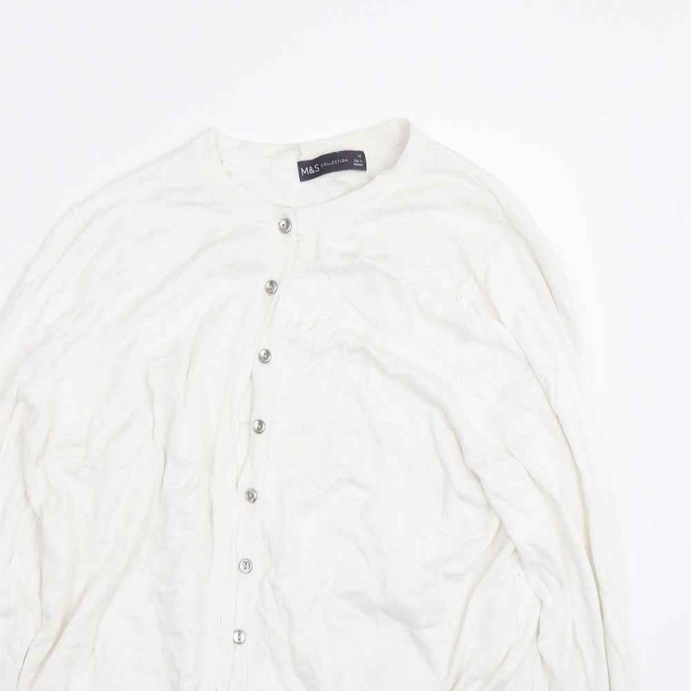 M&S Womens White   Cardigan Jumper Size 16