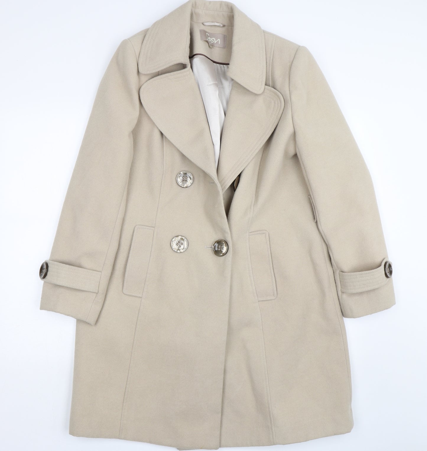 Soon Womens Beige   Trench Coat Coat Size 16