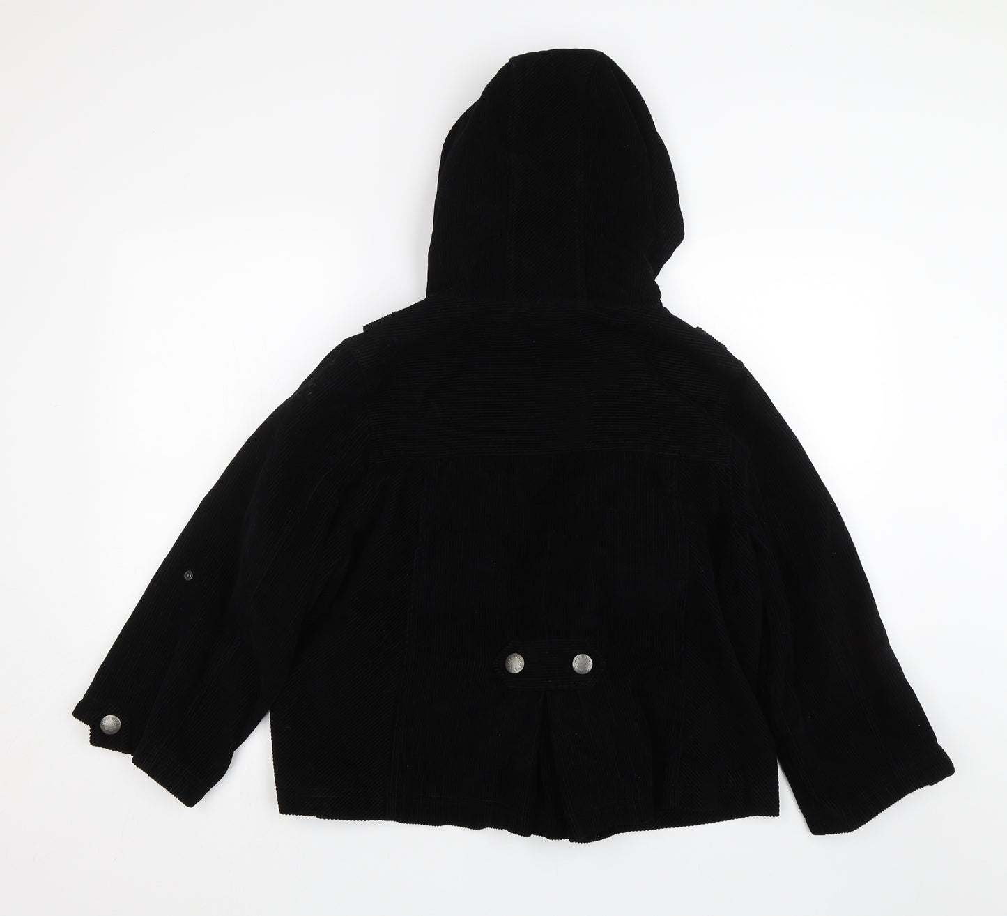 Per Una Womens Black  Corduroy Overcoat Coat Size 16