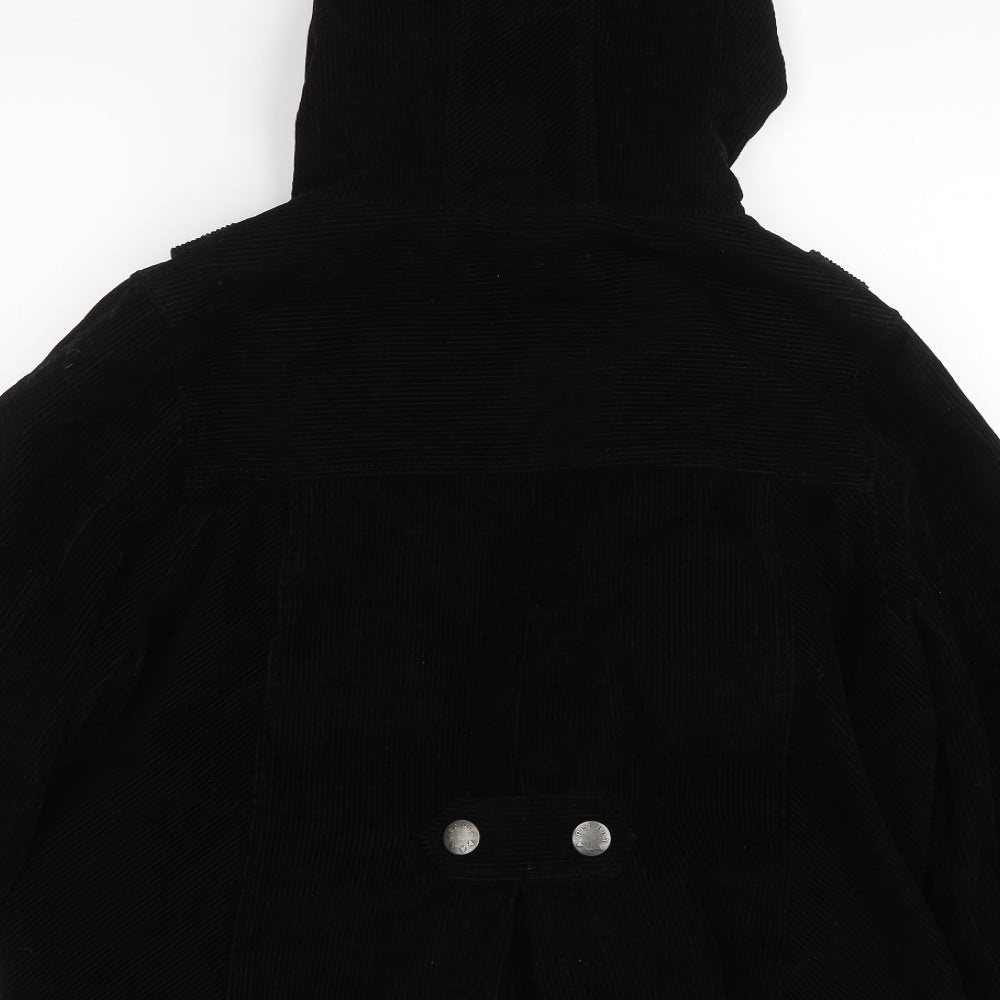Per Una Womens Black  Corduroy Overcoat Coat Size 16